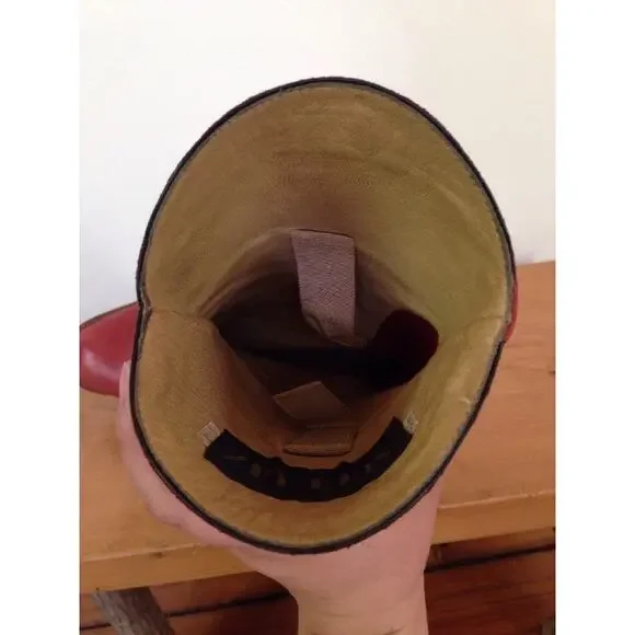 Vintage Francois Villon Paris Red Italian Leather Studded Cowgirl Boots 36.5 6 - Picture 10 of 10